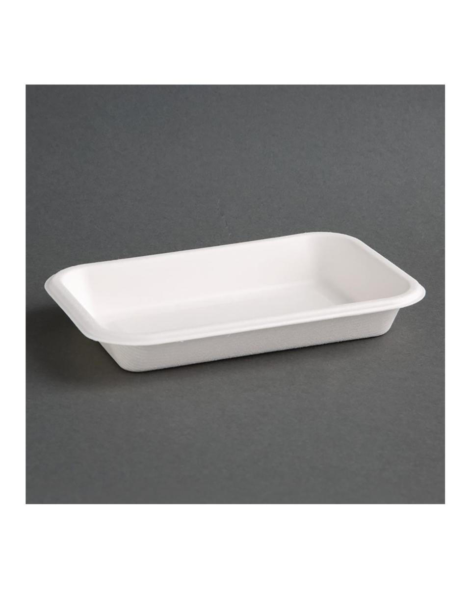 Barquettes alimentaires jetables - 50 pièces - H 2,6 x 11,8 CM - Bagasse - Fiesta Green - FC528