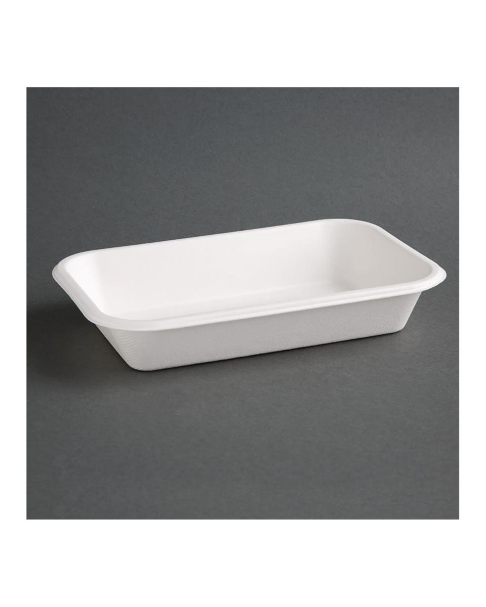 Barquettes alimentaires jetables - 50 pièces - H 3,8 x 13,9 CM - Bagasse - Fiesta Green - FC531