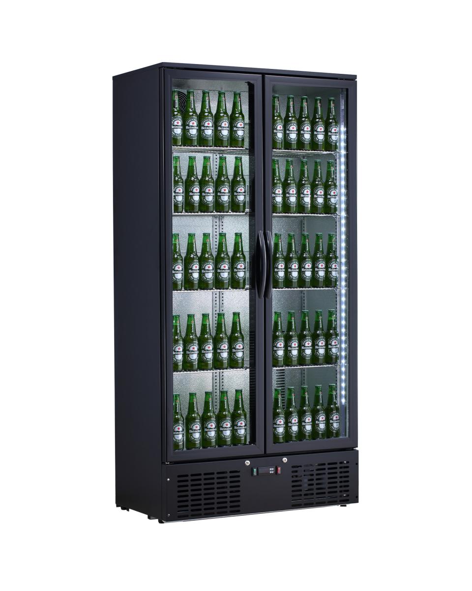 Réfrigérateur porte vitrée - 385 Litres - Noir - Aluminium - Promoline