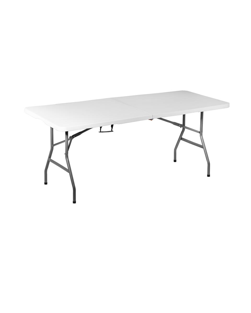 Table pliable - 180 x 74 x H 74 CM - Blanc / Gris - Promoline