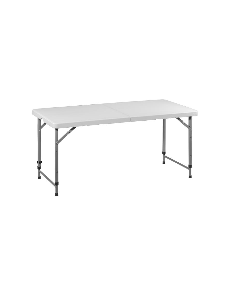 Table pliable - 122 x 61 x H 74 CM - Blanc / Gris - Promoline