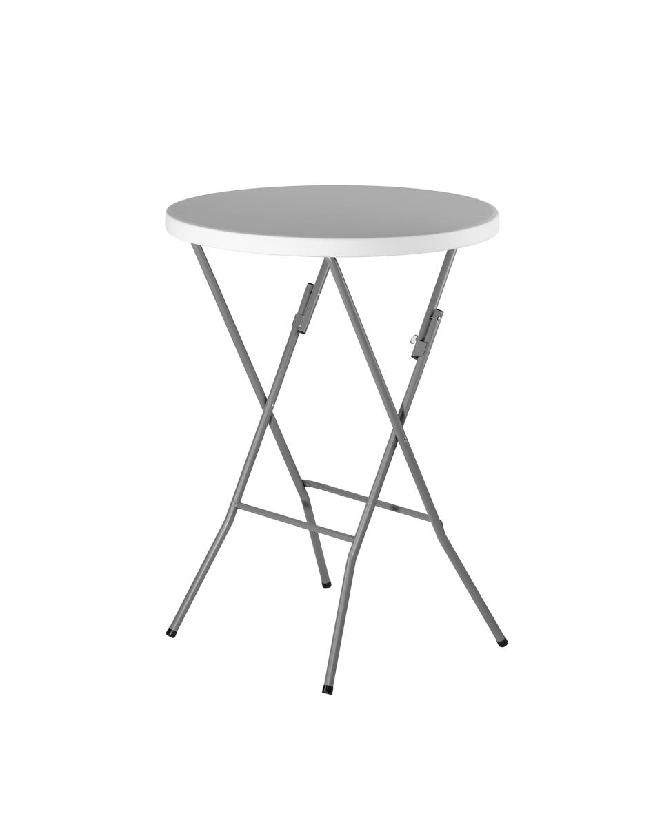 Table pliable - Ø 80 x H 110 CM - Ronde - Blanc / Gris - Promoline