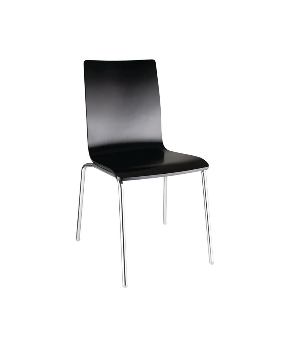 Chaise de restauration - 4 pièces - Noir - H 85,5 x 50,5 x 52 CM - Bois/Acier - Bolero - GR345