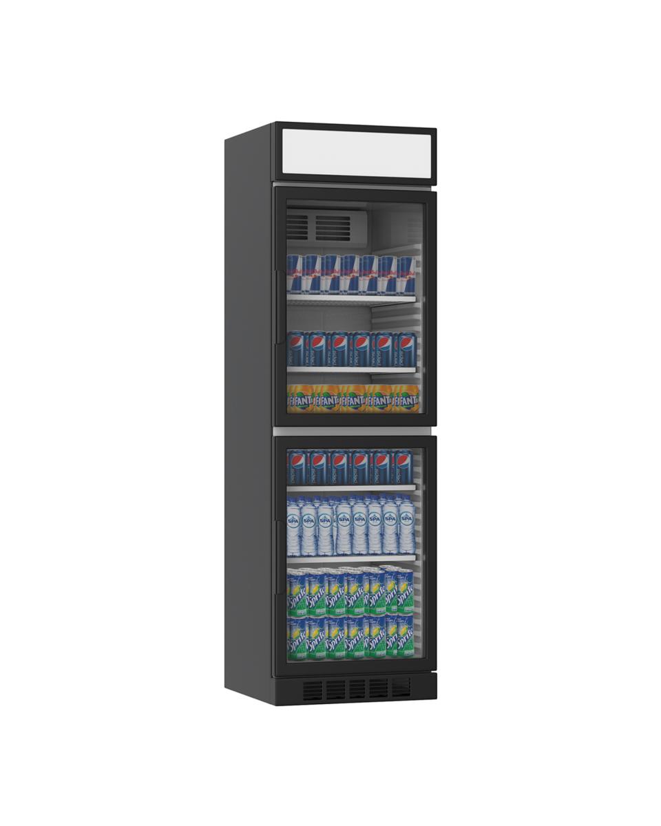 Réfrigérateur Porte Vitrée - 385 Litre - 2 Portes - Noir - H 199,4 x 59,5 x 60,5 CM - Promoline