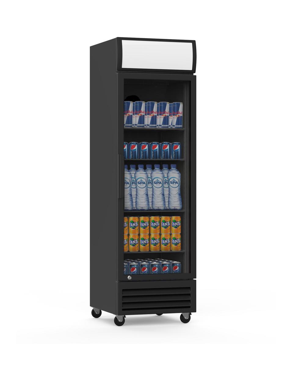 Réfrigérateur porte vitrée - 360 Litres - 1 porte - Noir - Promoline