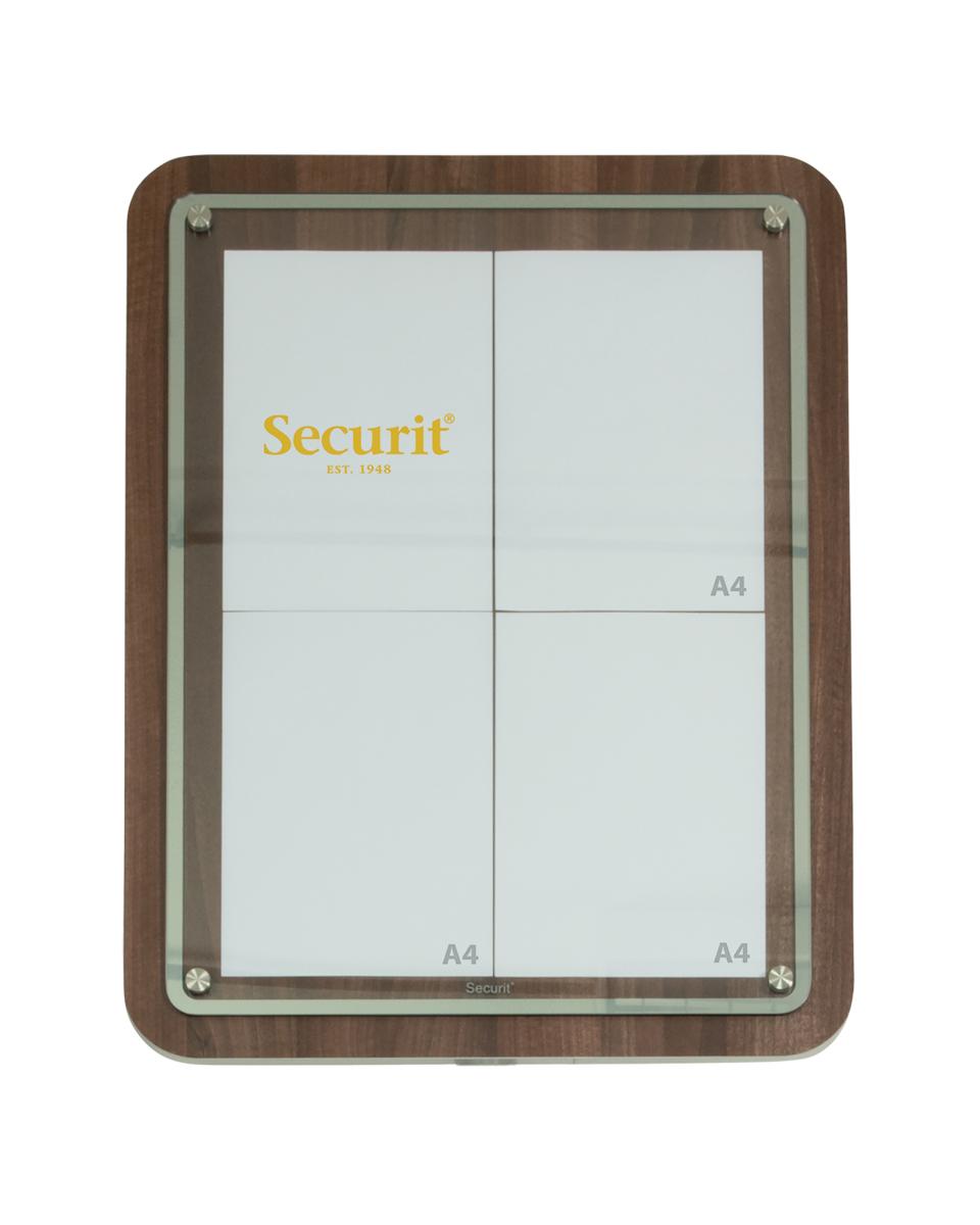 Tableau de menu - 4 x A4 - H 79,8 x 59,9 x 5,1 CM - Marron foncé - Securit - MCS-4A4-WAL