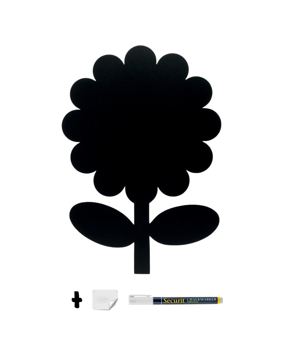 Tableau noir - Silhouette - Fleur - H 53 x 30 x 1,5 CM - Noir - Securit - FB-FLOWER