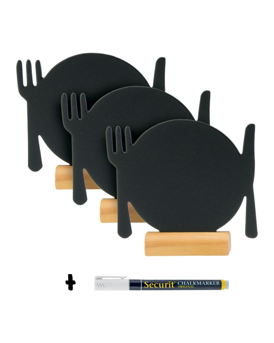 Tableau noir - Sillhouet - Vaisselle - 3 pièces - H 42,4 x 16 x 2,2 CM - Noir - Securit - FBT-PLATE-3