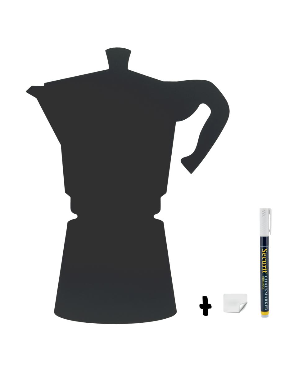 Tableau noir - Sillhouette - Percolateur à café - H 53 x 30 x 1,5 CM - Noir - Securit - FB-MOKA