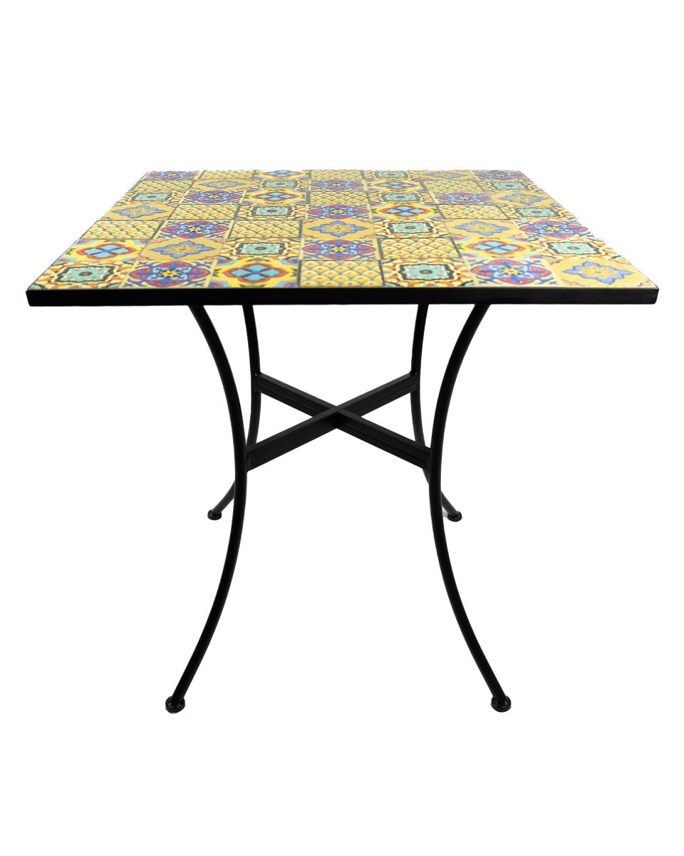 Table de terrasse - Céramique - Acier noir - 70 x 70 CM - Promoline