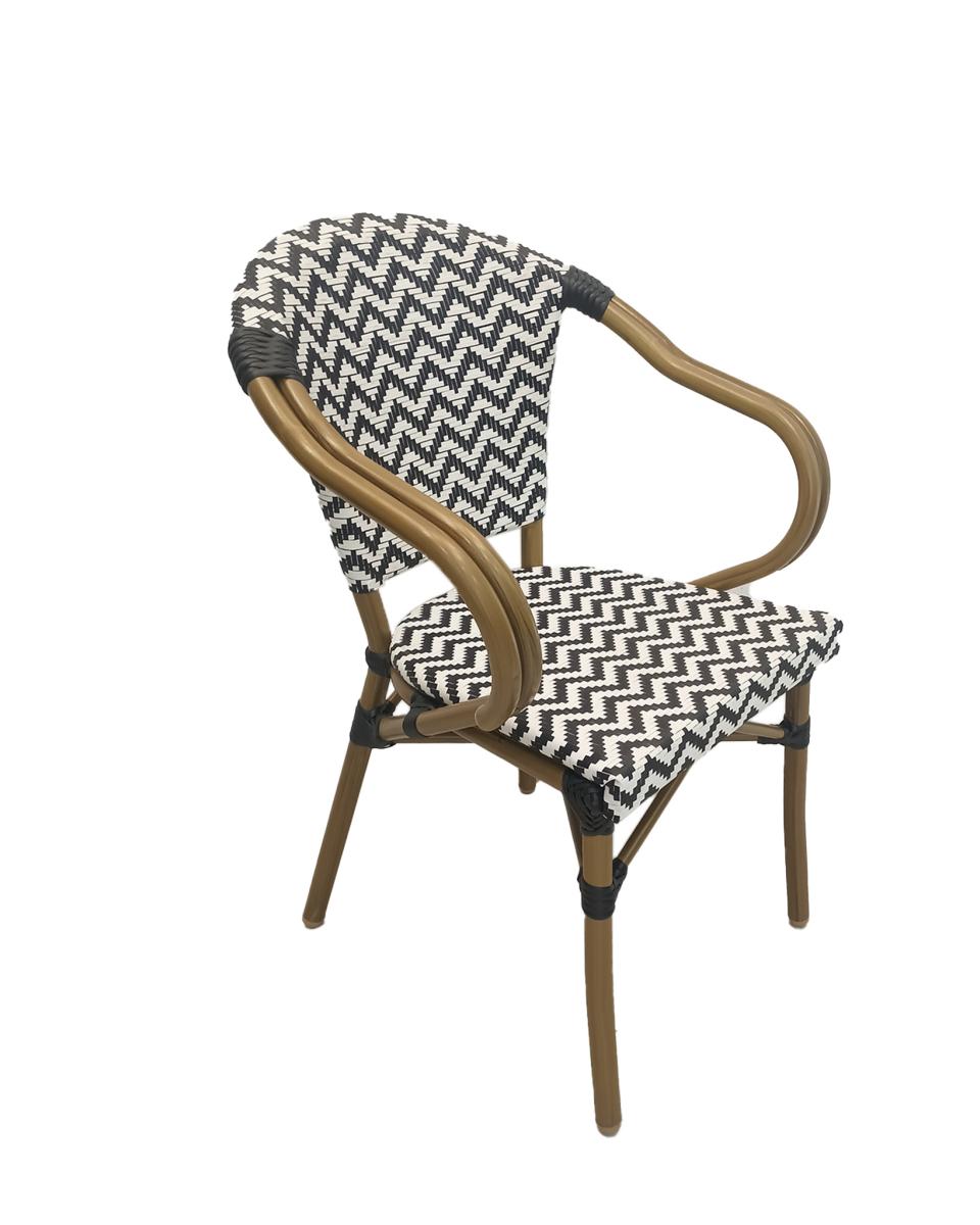 Chaise de terrasse Paris - Textilène - Noir / Blanc - Promoline