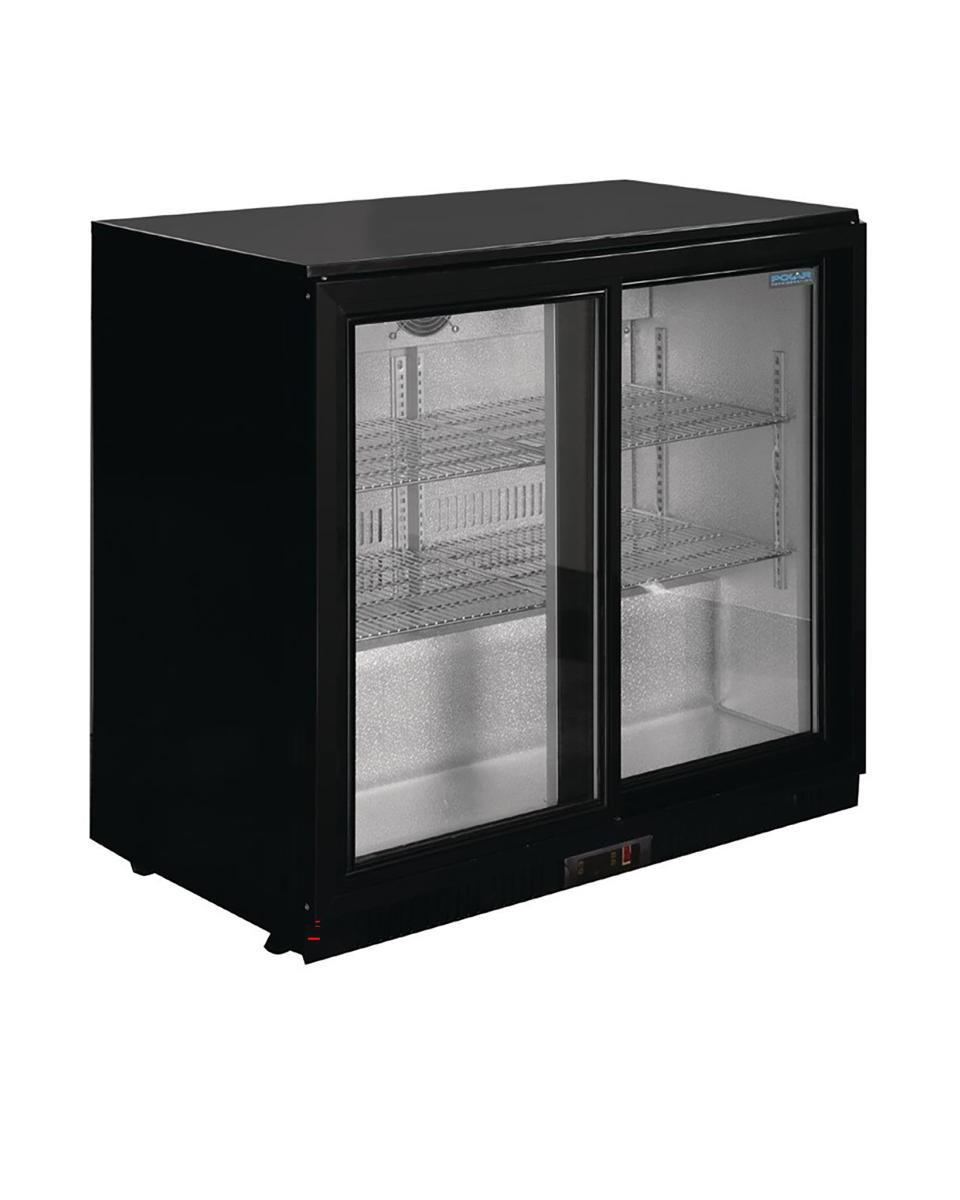 Réfrigérateur porte vitrée - 198 Litre - Noir - 2 portes - H 85 x 90 x 52 CM - 230 V - Polar - GL010