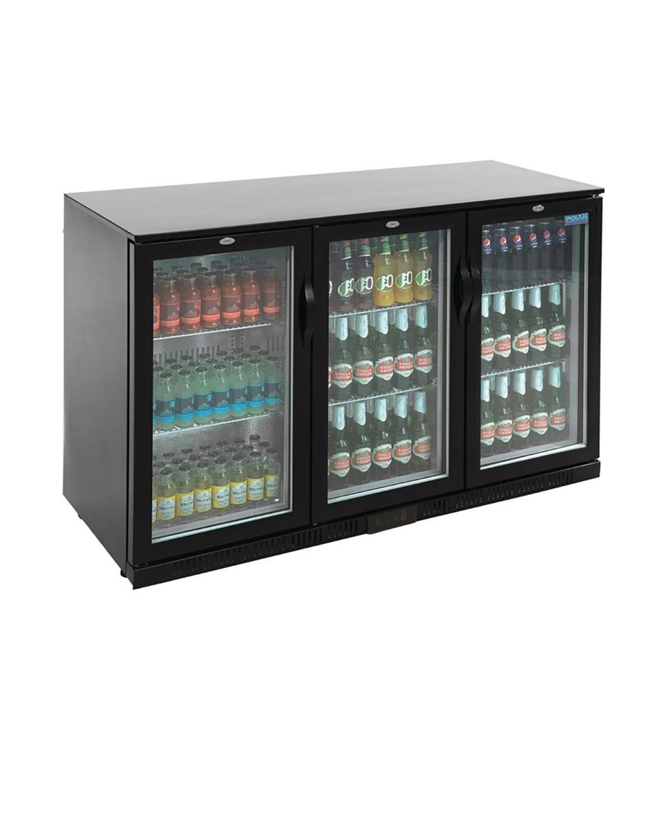 Réfrigérateur porte vitrée - 330 Litres - Noir - 3 portes - H 90 x 135 x 52 CM - 350 W - 230 V - Polar - GL004