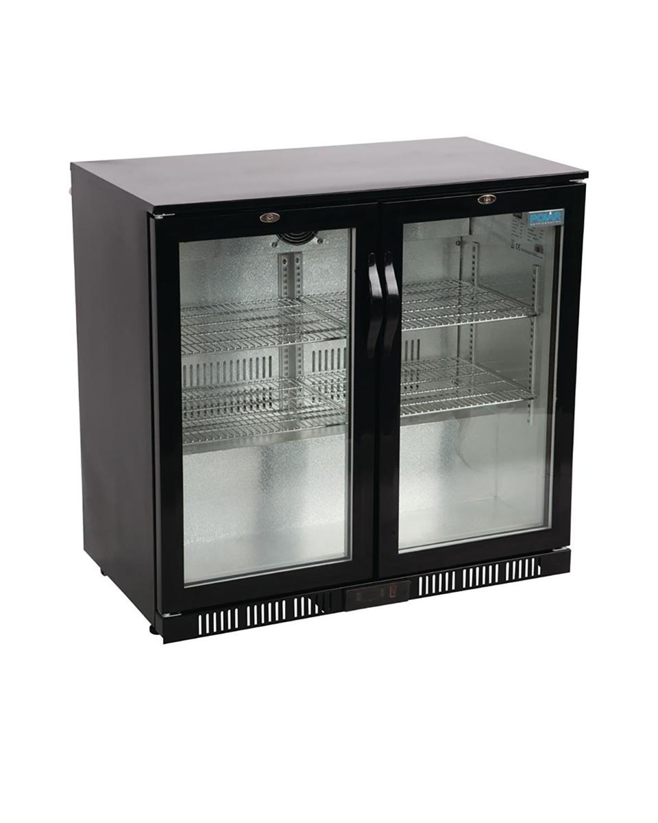 Réfrigérateur porte vitrée - 198 Litre - Noir - 2 portes - H 85 x 90 x 52 CM - 230 V - Polar - GL012