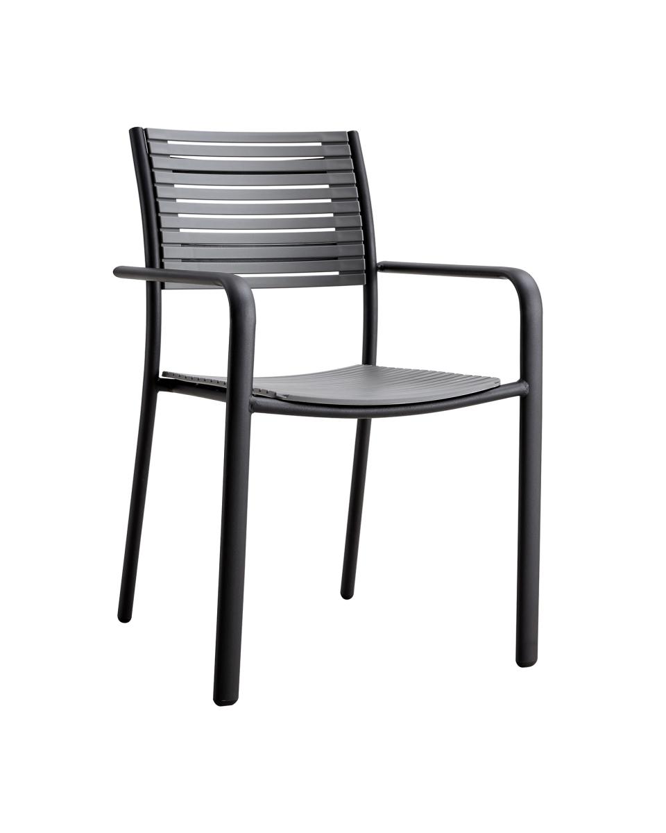 Chaise de terrasse Palermo - Gris - Noir - Plastique / Métal - Promoline
