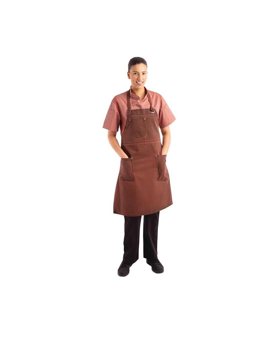 Tablier dos nu - Unisexe - Brun rouille - 76,5 x 86,5 CM - Coton - Chef Works Urban - BB202