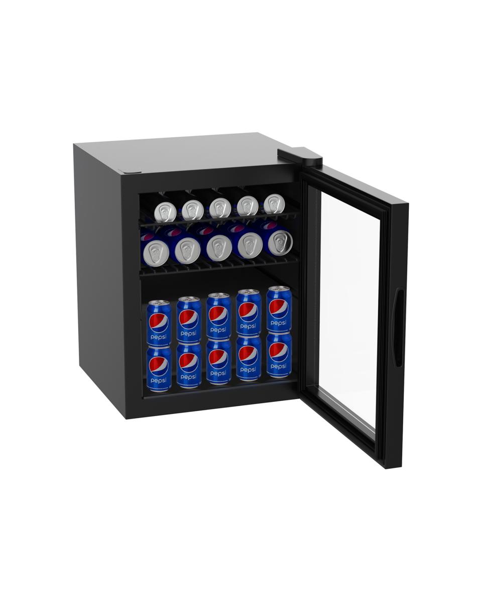 Mini frigo - 50 Litre - Porte vitrée - Noir - Promoline