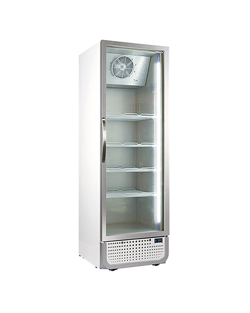 Réfrigérateur porte vitrée - 410 Litre - H 198.5 x 65 x 71.9 CM - 118 KG - 220-240 V - 380 W - Ventilé - Tôle d'acier - Blanc - +0°C / +10°C - Husky - 905510