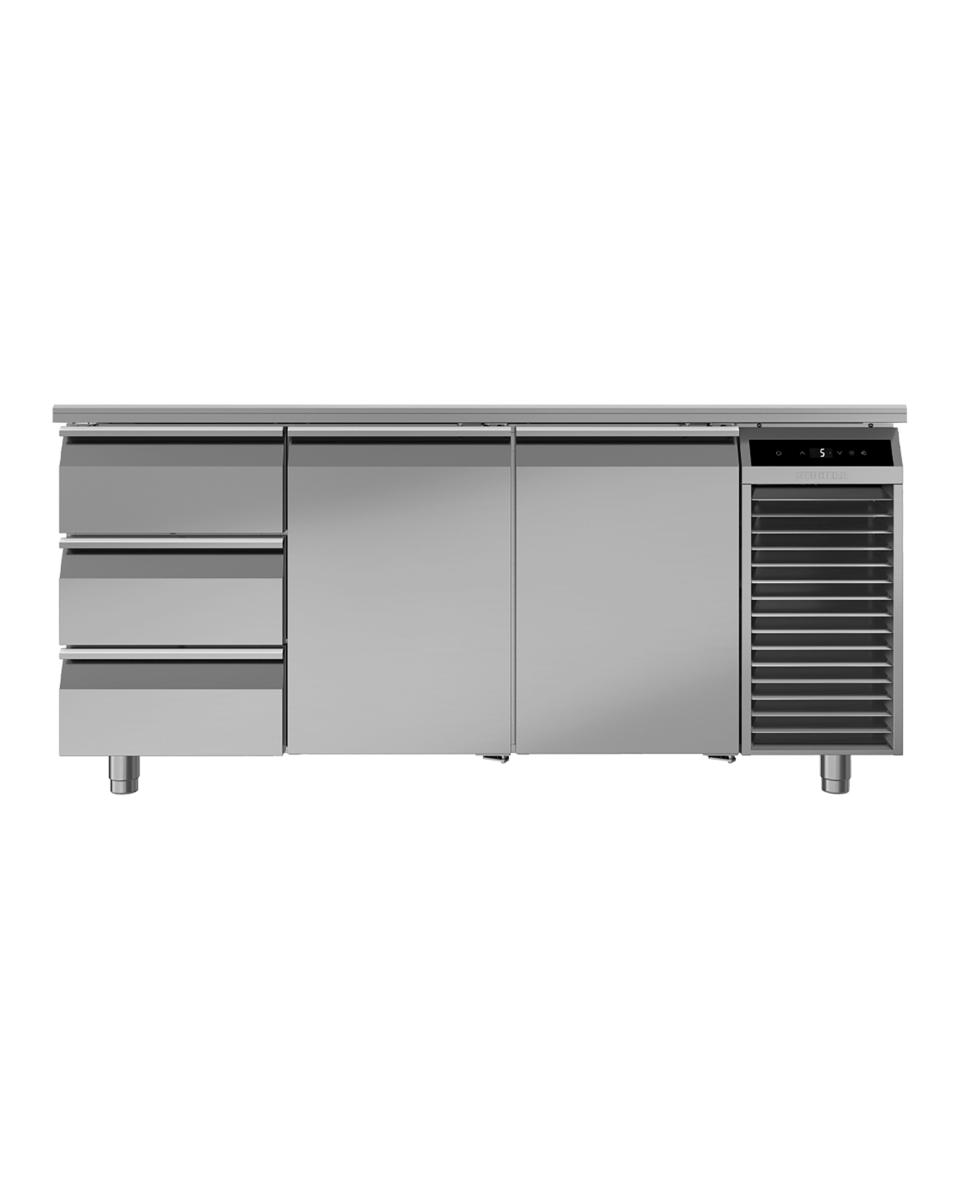 Etabli réfrigéré - 252 Litre - 2 portes - 3 tiroirs - Plan de travail inox - Liebherr - FRTSvg 7555-40/T01