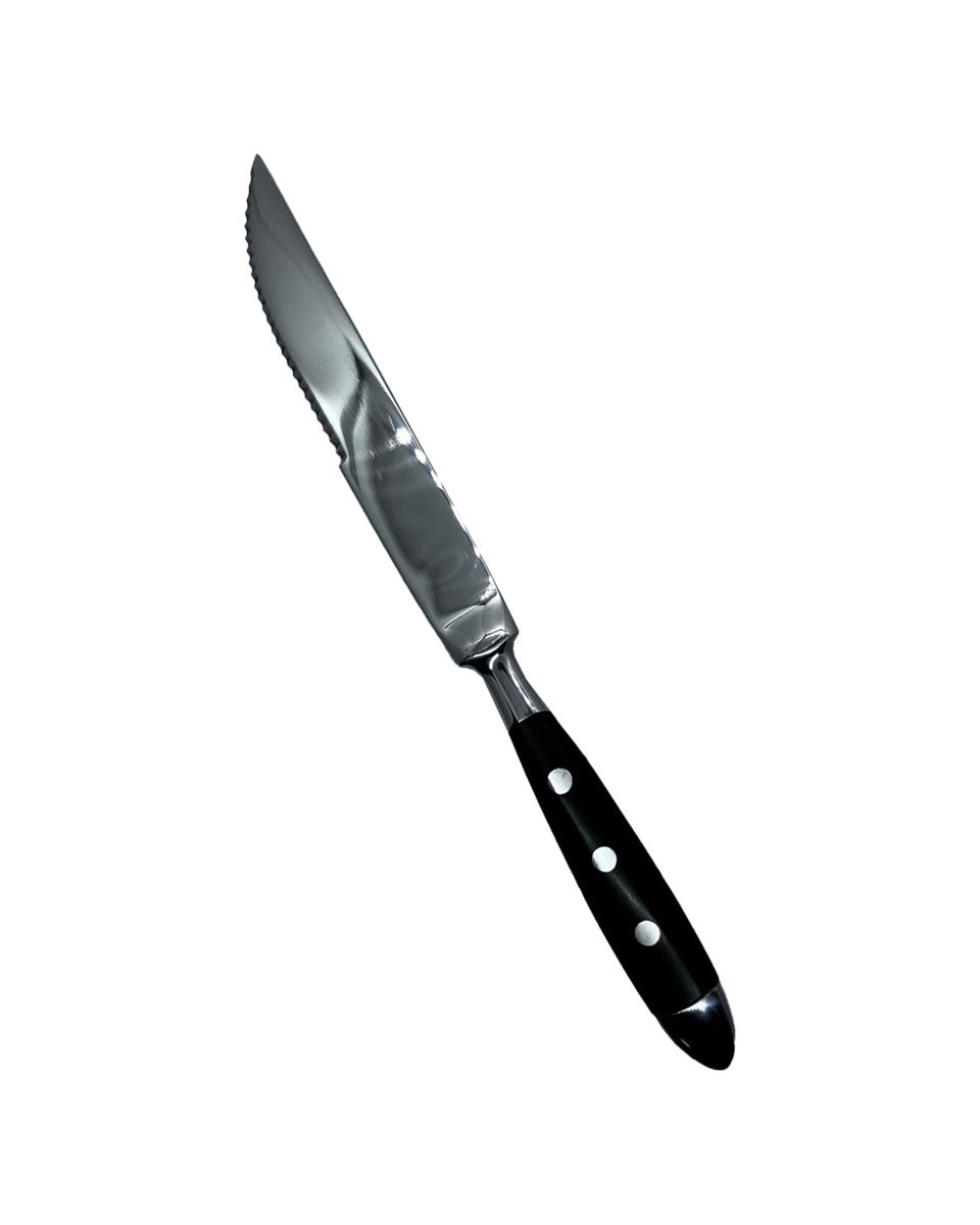 Couteau à steak - 21,4 CM - Manche Noir - Bistro - G-Tableware - 6 pièces - G-line