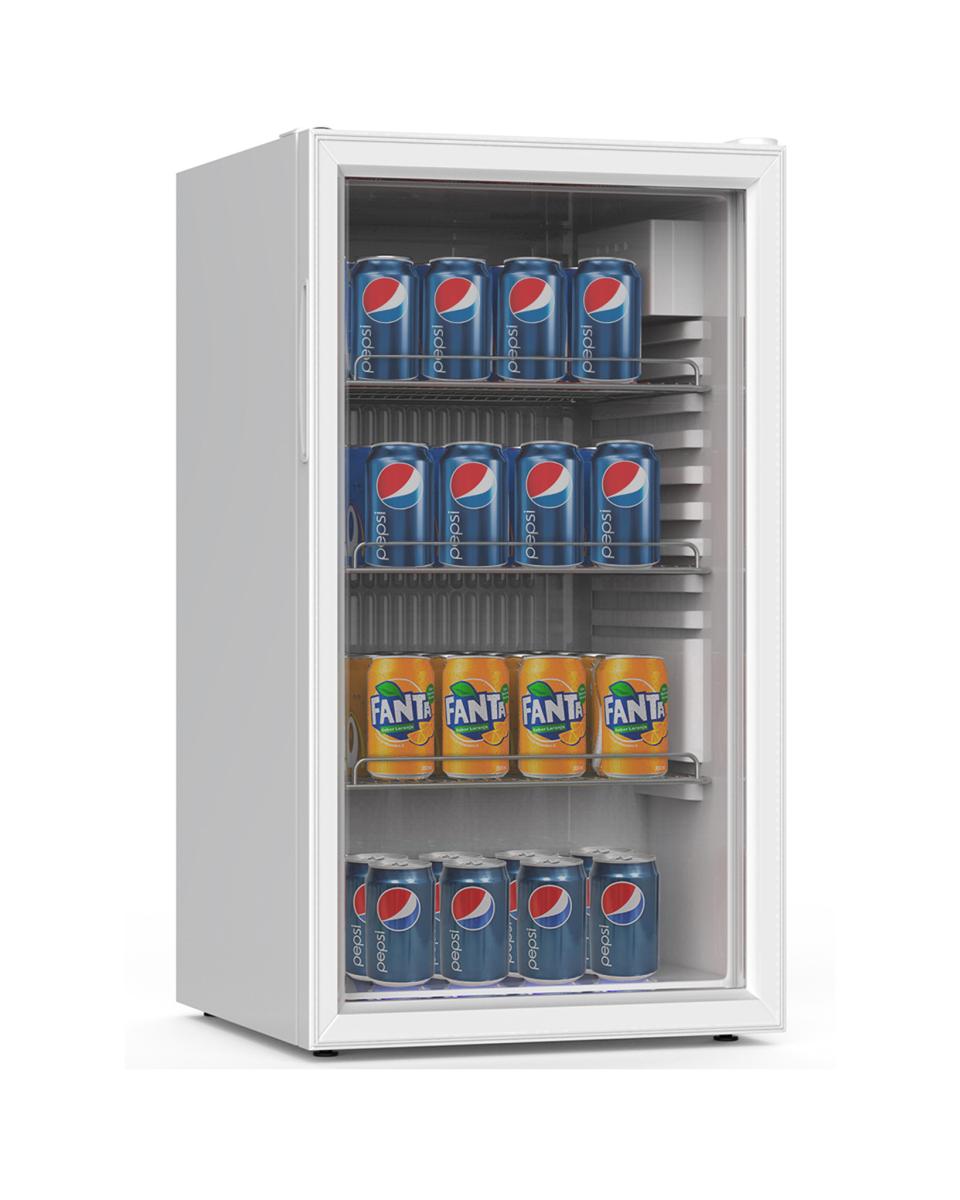 Mini frigo - 80 litres - Porte vitrée - Blanc - Promoline