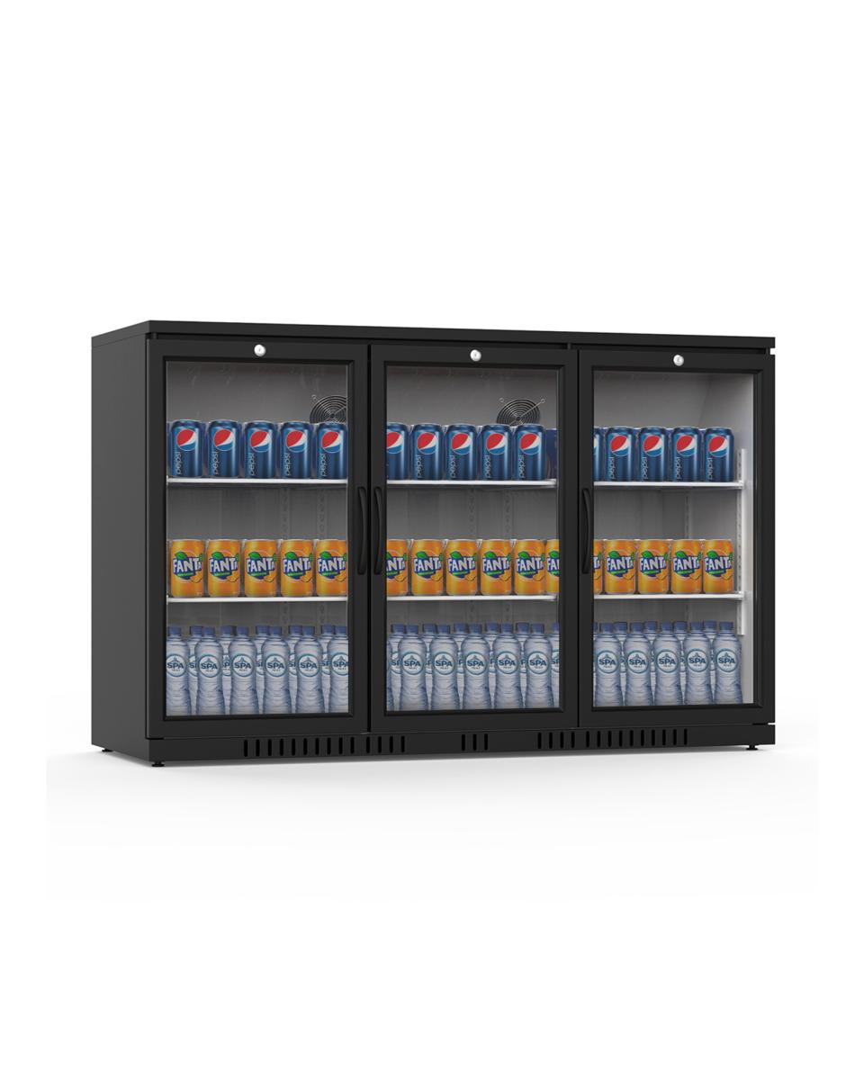 Réfrigérateur porte vitrée - 320 Litre - 3 portes - Noir - Promoline