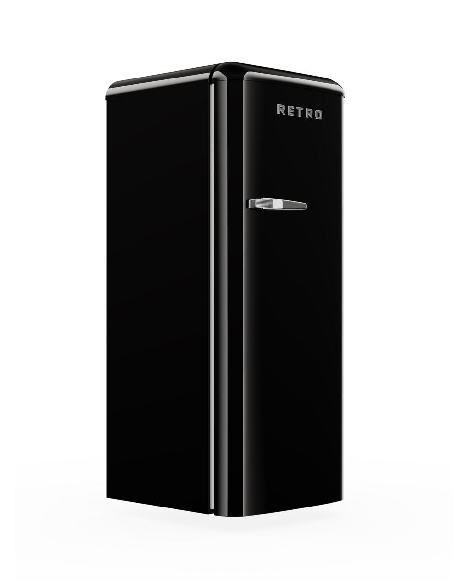 Réfrigérateur Rétro - Avec Congélateur - 194/24 Litres - Modèle Vertical - Noir - Promoline