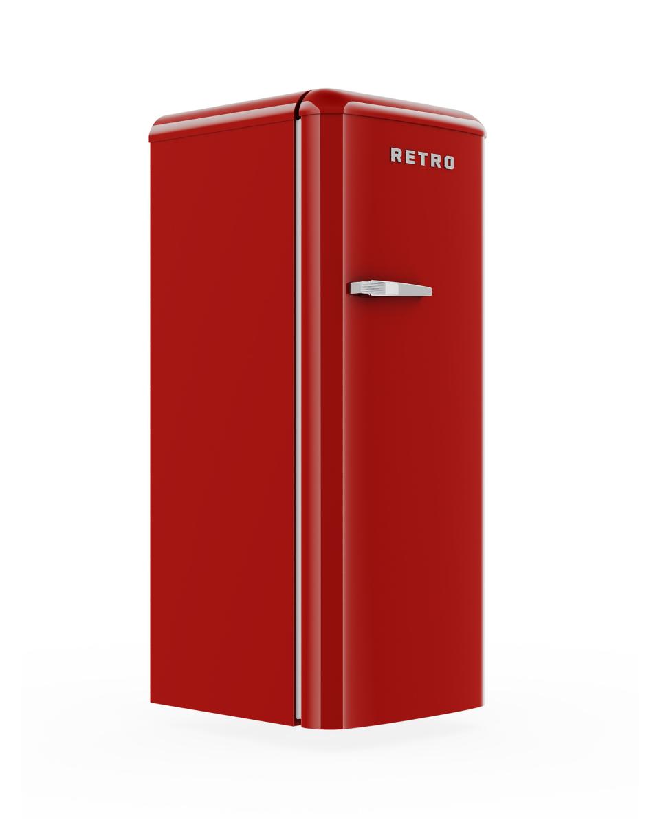 Réfrigérateur Rétro - Avec Congélateur - 194/24 Litres - Modèle Vertical - Rouge - Promoline