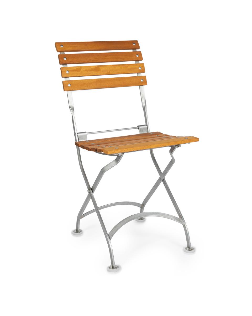 Chaise de patio - Solide - Chrome - Fonte / Teck - Promoline
