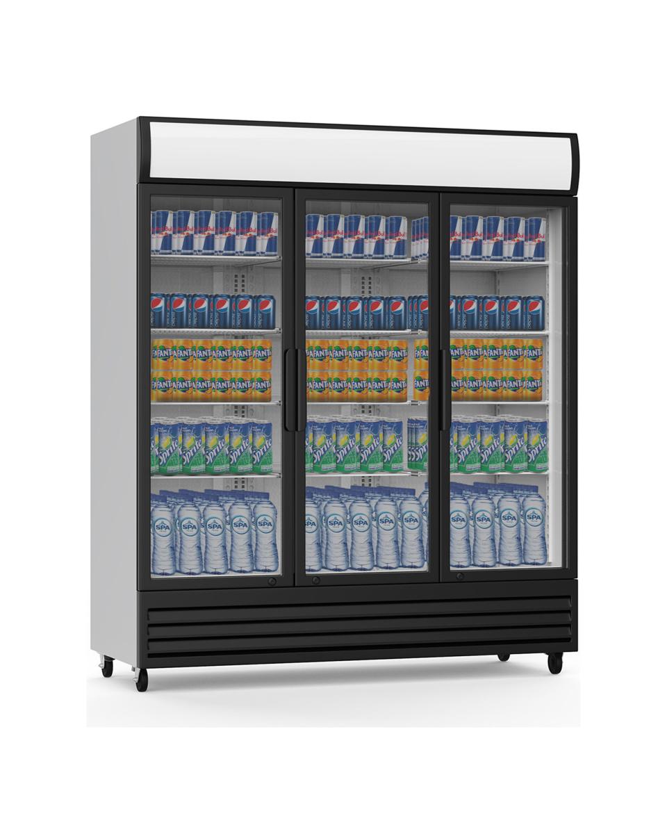 Réfrigérateur porte vitrée - 1500 Litres - 3 portes pliantes - Noir - Promoline