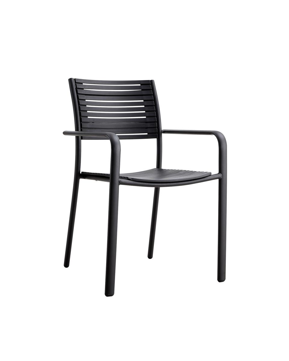 Chaise de terrasse Palermo - Noir - Noir - Plastique / Métal - Promoline