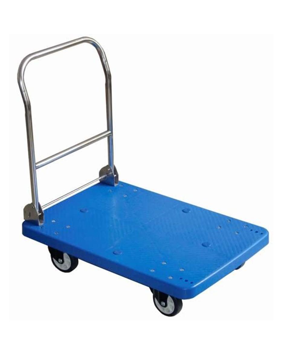 Chariot plateforme - Plastique - Bleu - 150 KG - Pliable - Promoline