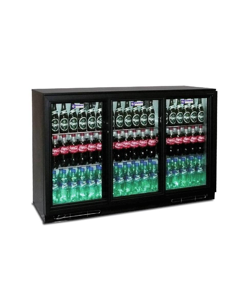 Réfrigérateur porte vitrée - 300 Litres - 3 portes - Portes coulissantes - Noir - Diamant - TABS3/D-R2