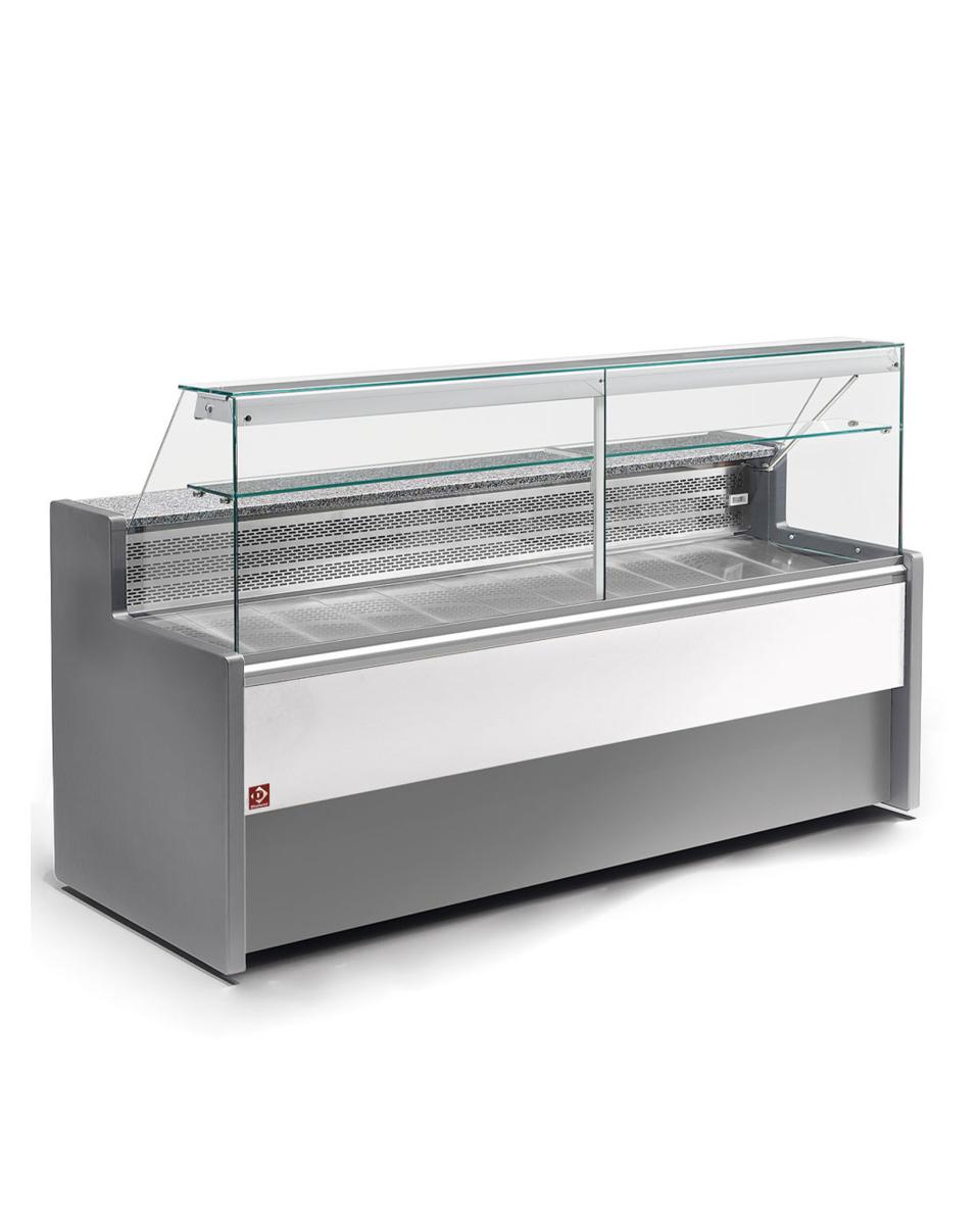 Comptoir réfrigéré Roman - 100 CM - Fenêtre droite - 300W - 230V - Gris/Blanc - Diamant - RO10/E8-R2