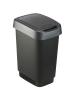Corbeille - 3 Pièces - 10 Litre - Couvercle pivotant - Noir/Argent - Rotho - Twist - 523739