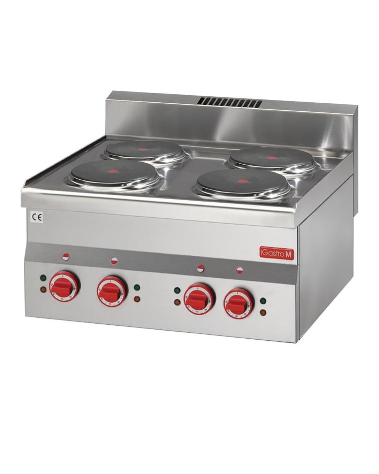 Cuisinière - Ligne 600 - 4 feux - Electrique - H 28 x 60 x 60 CM - 6000 W - 400 V - Inox - Gastro M - GN018
