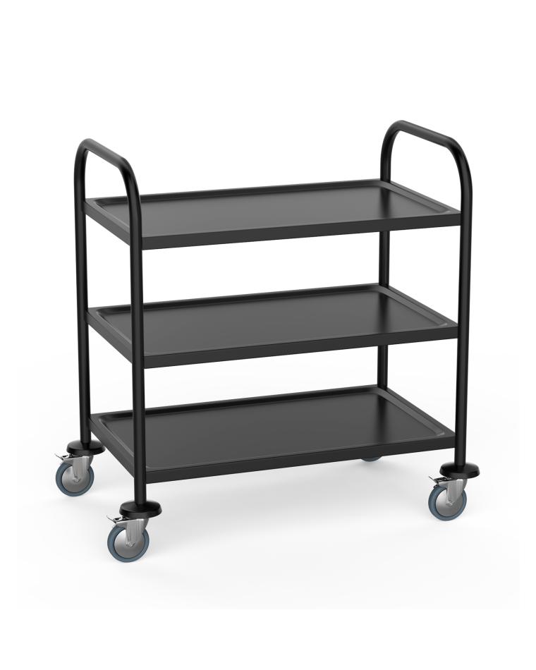 Chariot de service Inox - 3 niveaux - Noir - Soudé extra solidement - G-Line