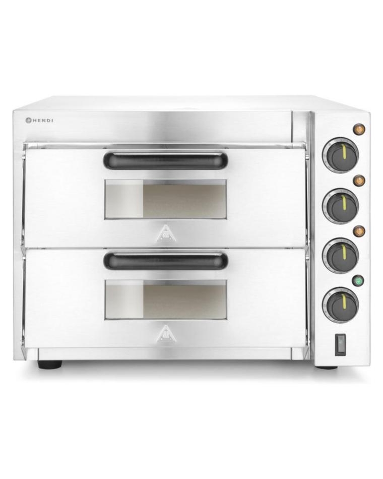 Four à pizza - 2 chambres - Electrique - H 43,5 x 56 x 58 CM - 230V - Argent - Hendi - 220283