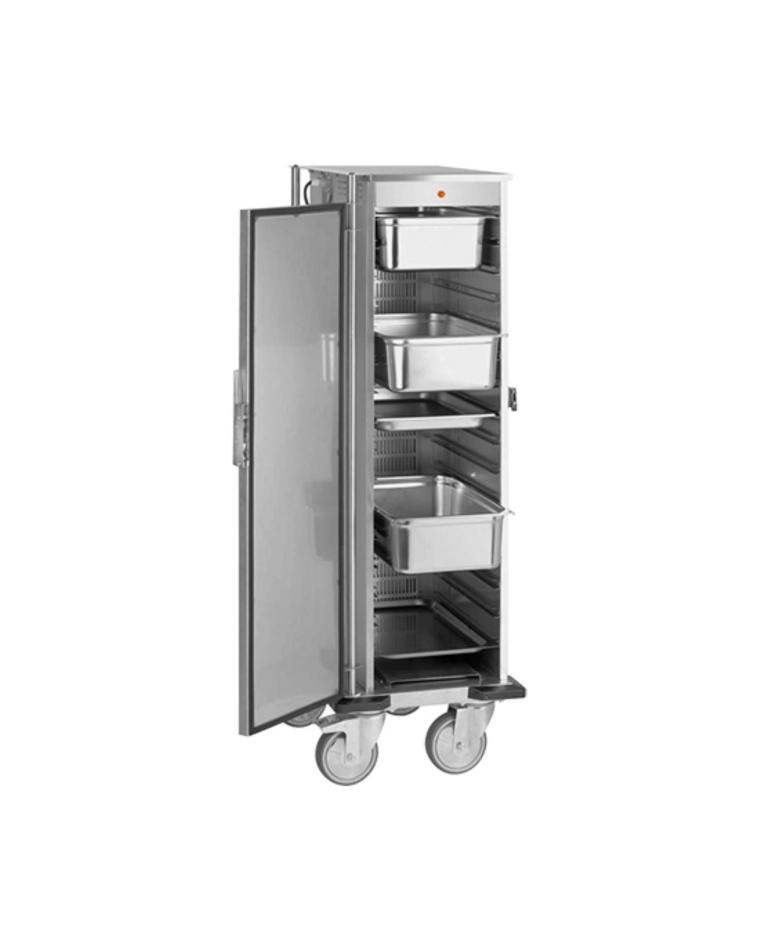 Chariot chauffant - 1/1 GN - H 157 x 51.2 x 73.2 CM - 220-240 V - 1700 W - Inox - +30°C / +90°C - Caterchef - 710100