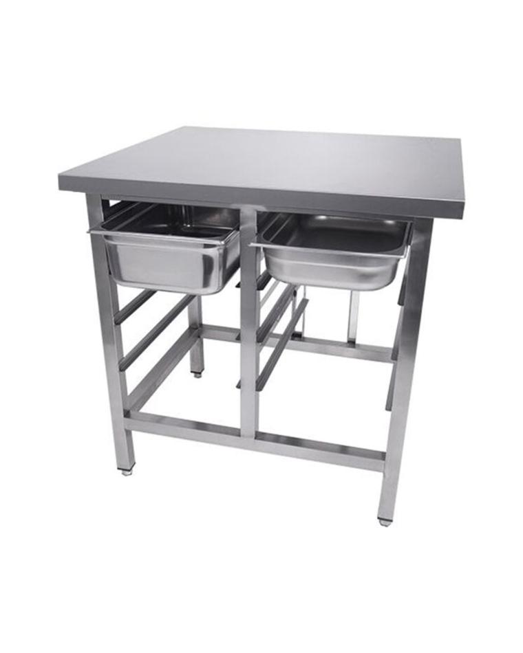 Table de travail / support - 1/1 GN - 8 niveaux - H 90 x L 90 x P 70 CM - acier inoxydable - G-Line