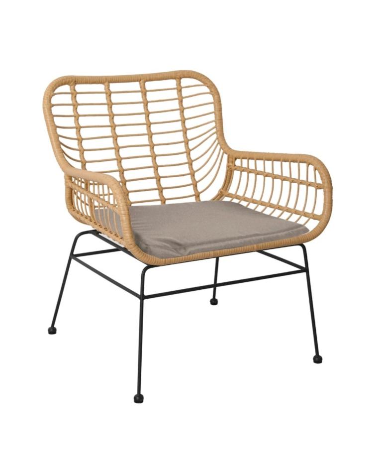 Chaise longue de terrasse - Rotin - Naturel - Coussin inclus - G-Line