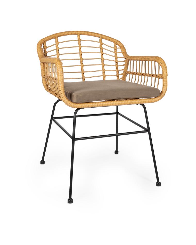 Chaise de Patio - Rotin - Naturel - Coussin Inclus - G-Line