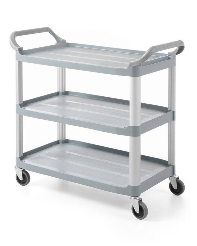 Chariot de service en plastique - 3 plateaux - amovible - G-Line