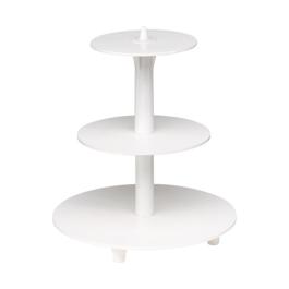 Présentoir à Gâteau Etages-3X - H 36 CM - 0.78 KG - Ø34 CM - Plastique - Blanc - 050030