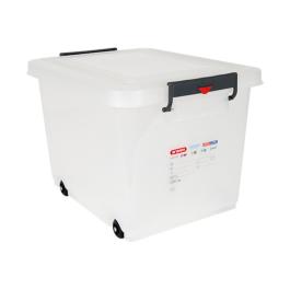 Conteneur alimentaire - H 37,8 x 39,6 x 53 CM - 3 088 KG - Polyéthylène - Transparent - 60 Litres - -40°C / +90°C - Fermeture Clip - Araven - 962207