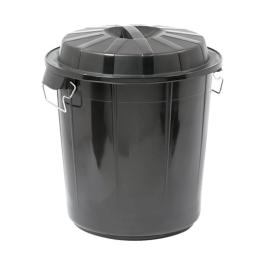 Afval Container - H 50.5 CM - 2.067 KG - Ø45.5 CM - Zwart - 50 Liter - Denox - 600050