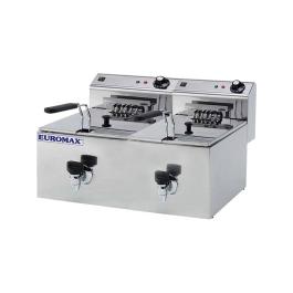 Friteuse professionnelle double 10+10 litres + robinet - Euromax - 10390K