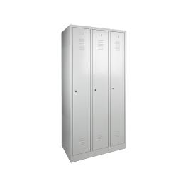 Garderobe Lockerkast - 3 deurs - H 180 x 98 x 50 CM - Grijs - Cilinderslot - WRC