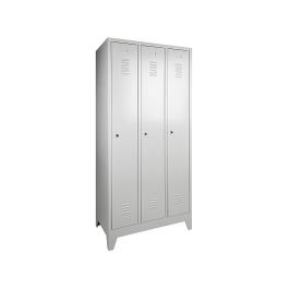 Garderobe Lockerkast - 3 deurs - H 190 x 89 x 50 CM - Grijs - Cilinderslot - WRC
