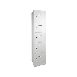 Garderobe Lockerkast - 5 deurs - H 190 x 41.5 x 45 CM - Grijs - Cilinderslot - WRC